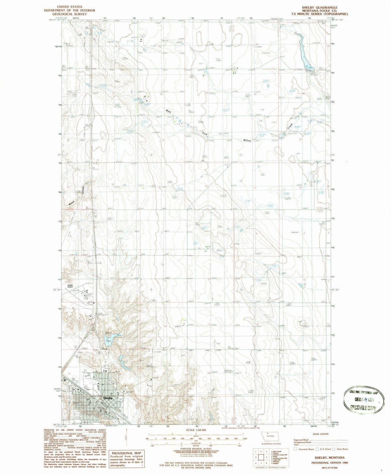 1986 Shelby, MT - Montana - USGS Topographic Map