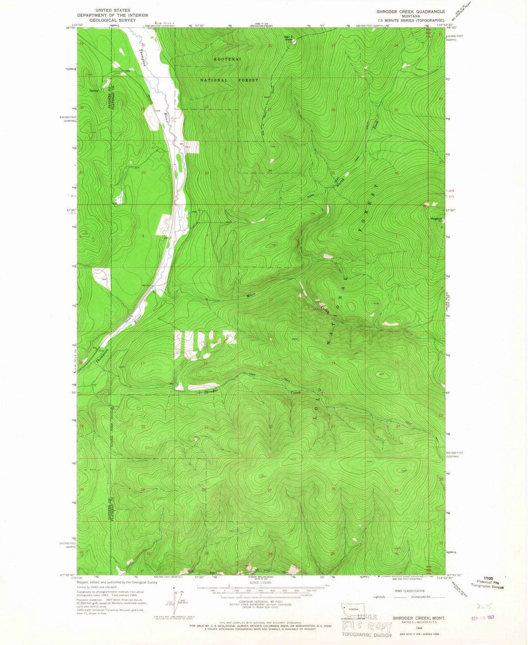 1964 Shroder Creek, MT - Montana - USGS Topographic Map