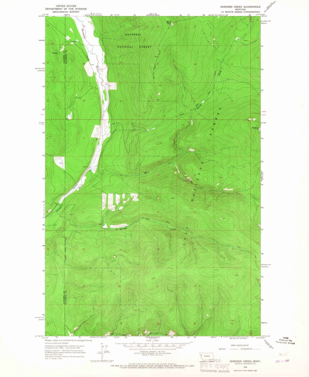 1964 Shroder Creek, MT - Montana - USGS Topographic Map