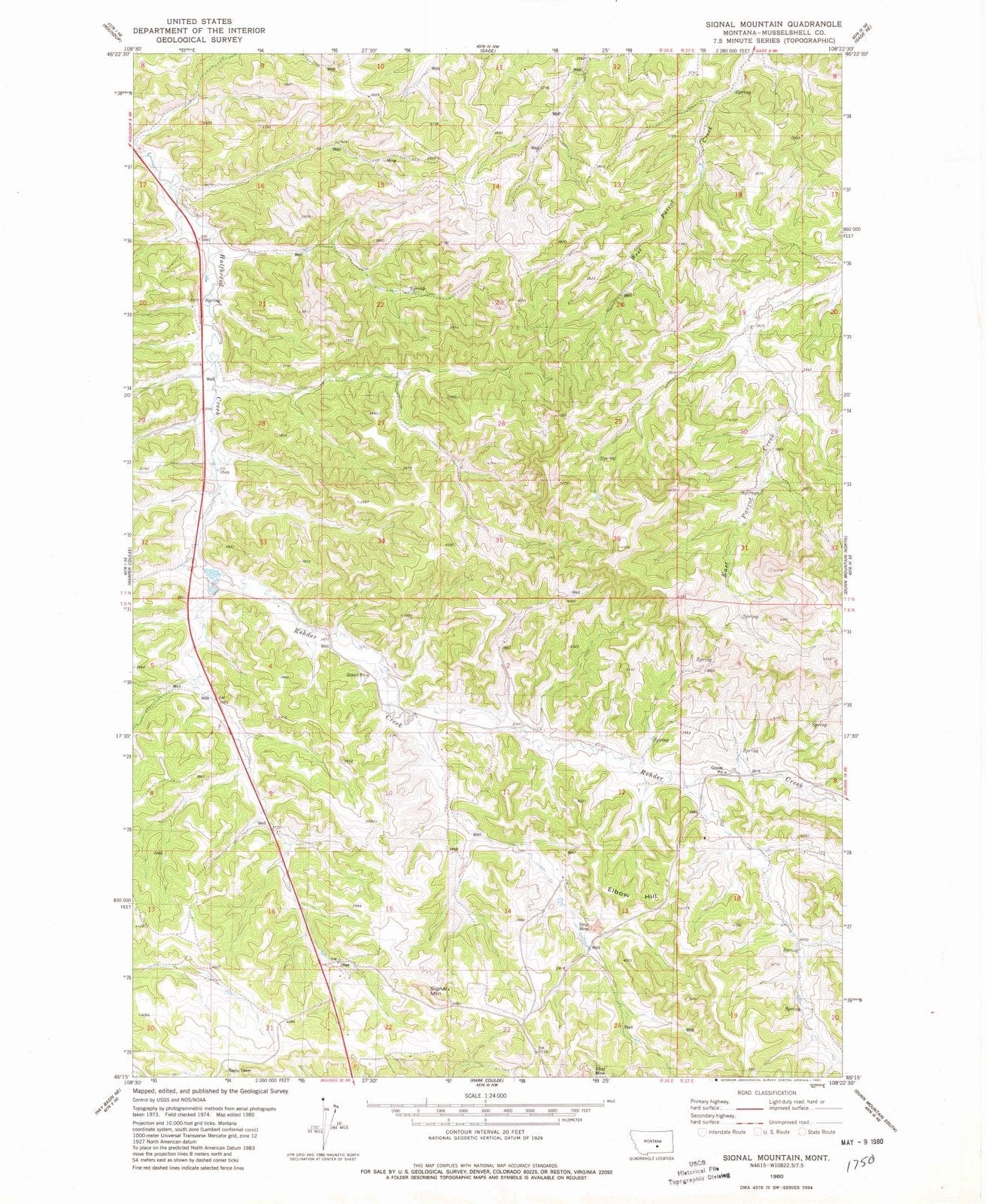 1980 Signal Mountain, MT - Montana - USGS Topographic Map