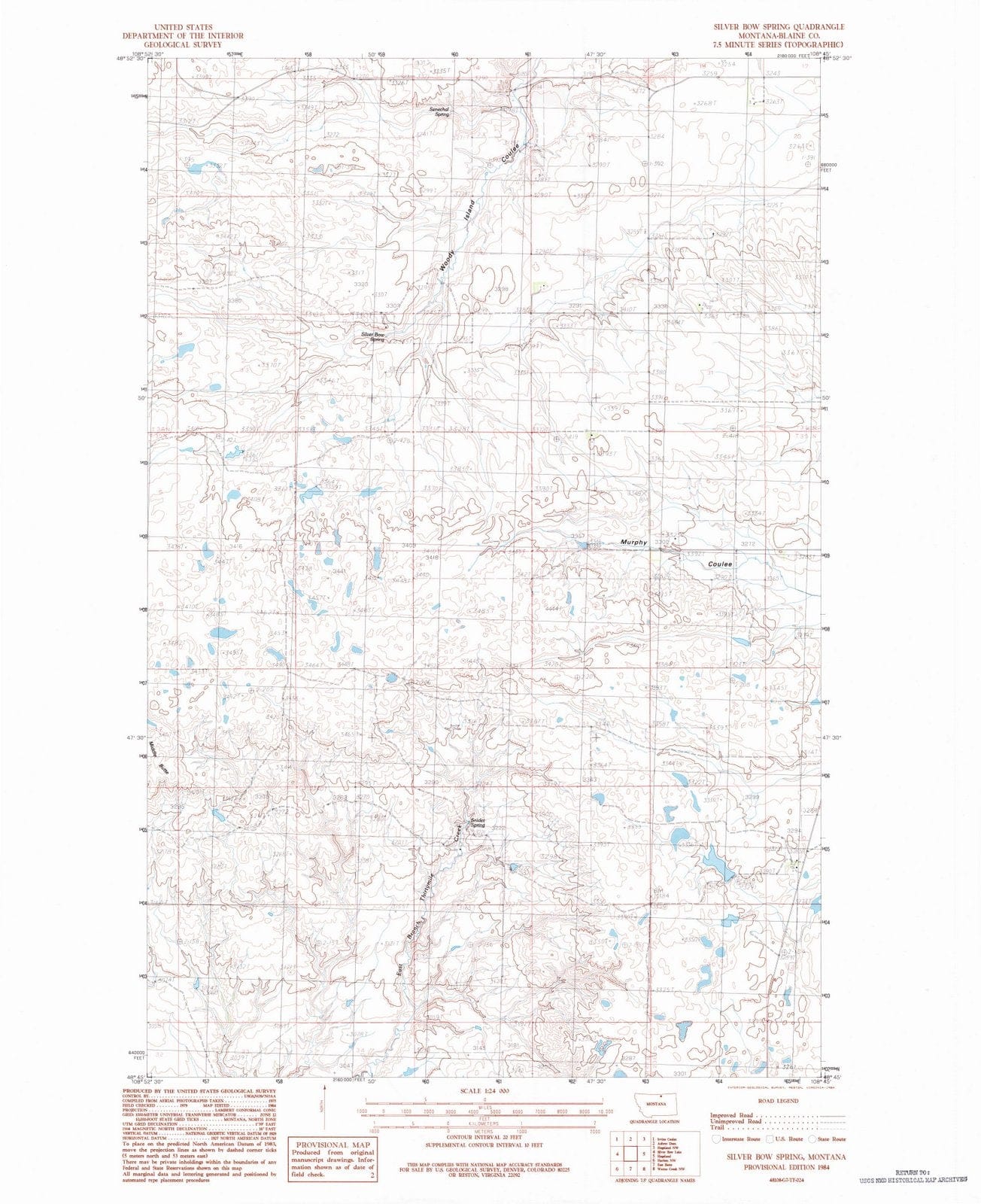 1984 Silver Bow Spring, MT - Montana - USGS Topographic Map