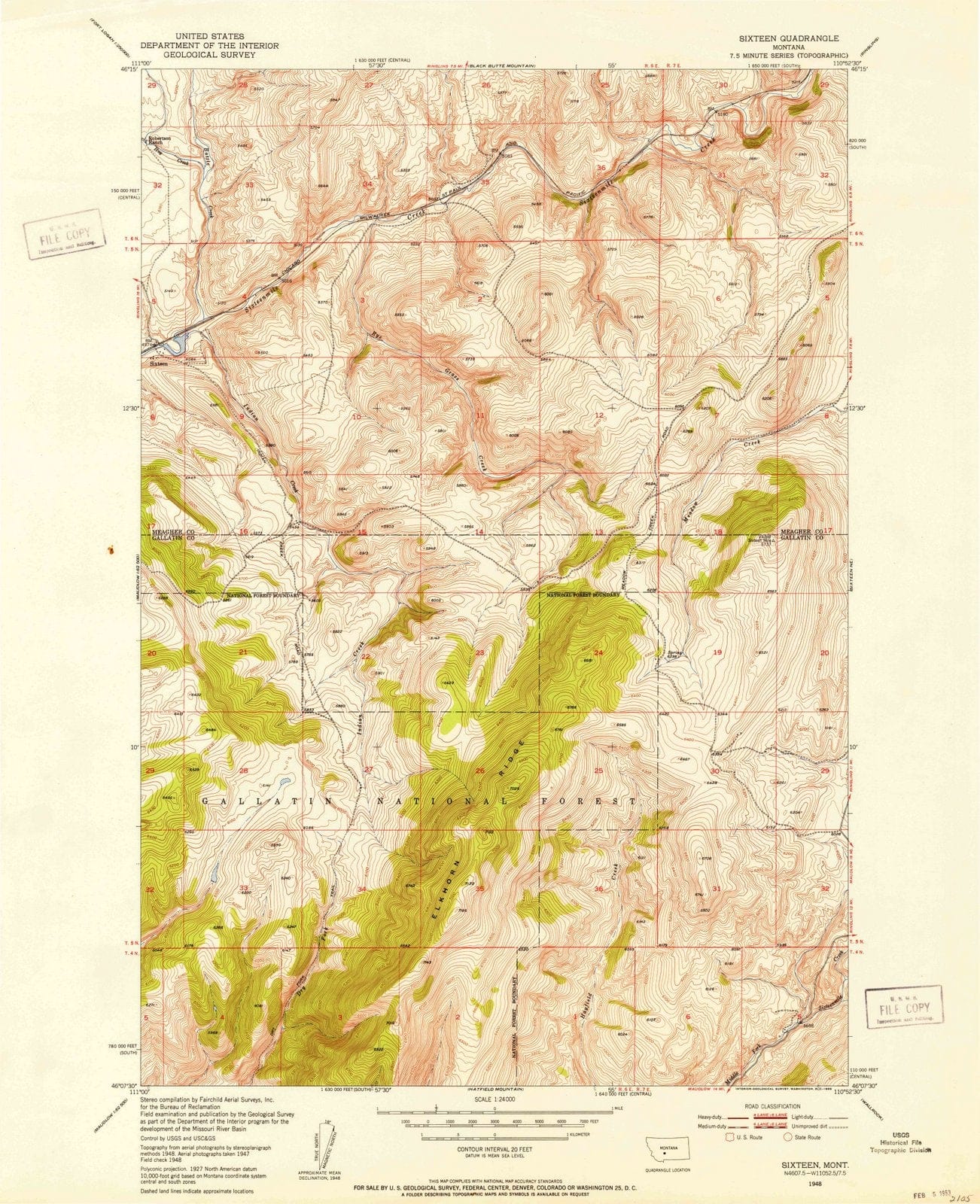 1948 Sixteen, MT - Montana - USGS Topographic Map