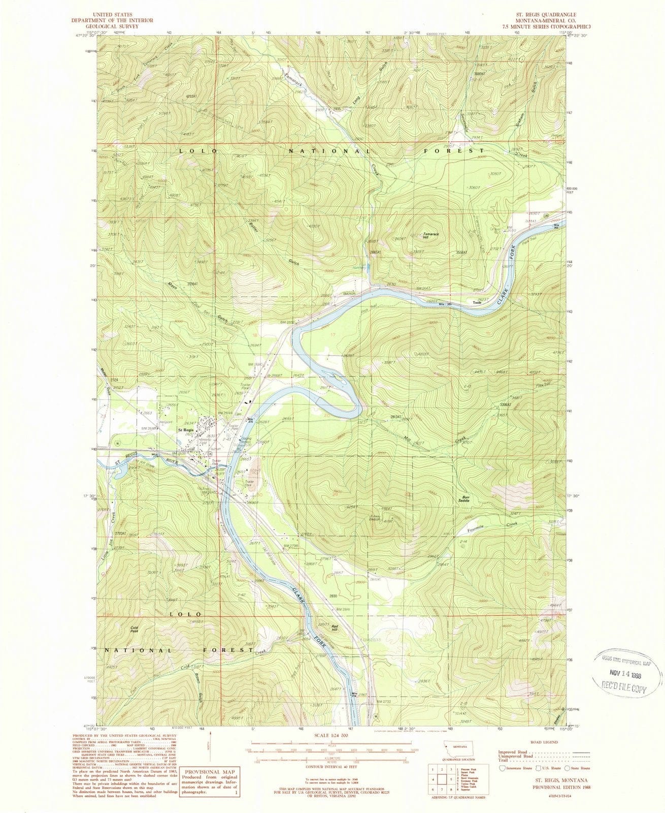 1988 St Regis, MT - Montana - USGS Topographic Map