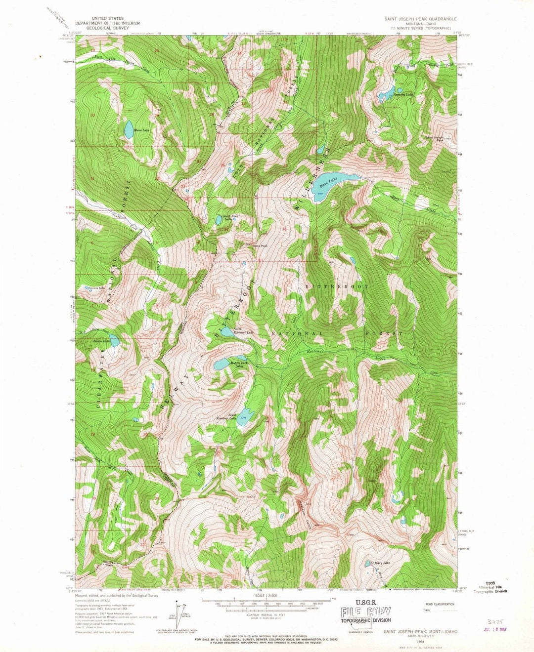 1964 St. Joseph Peak, MT - Montana - USGS Topographic Map