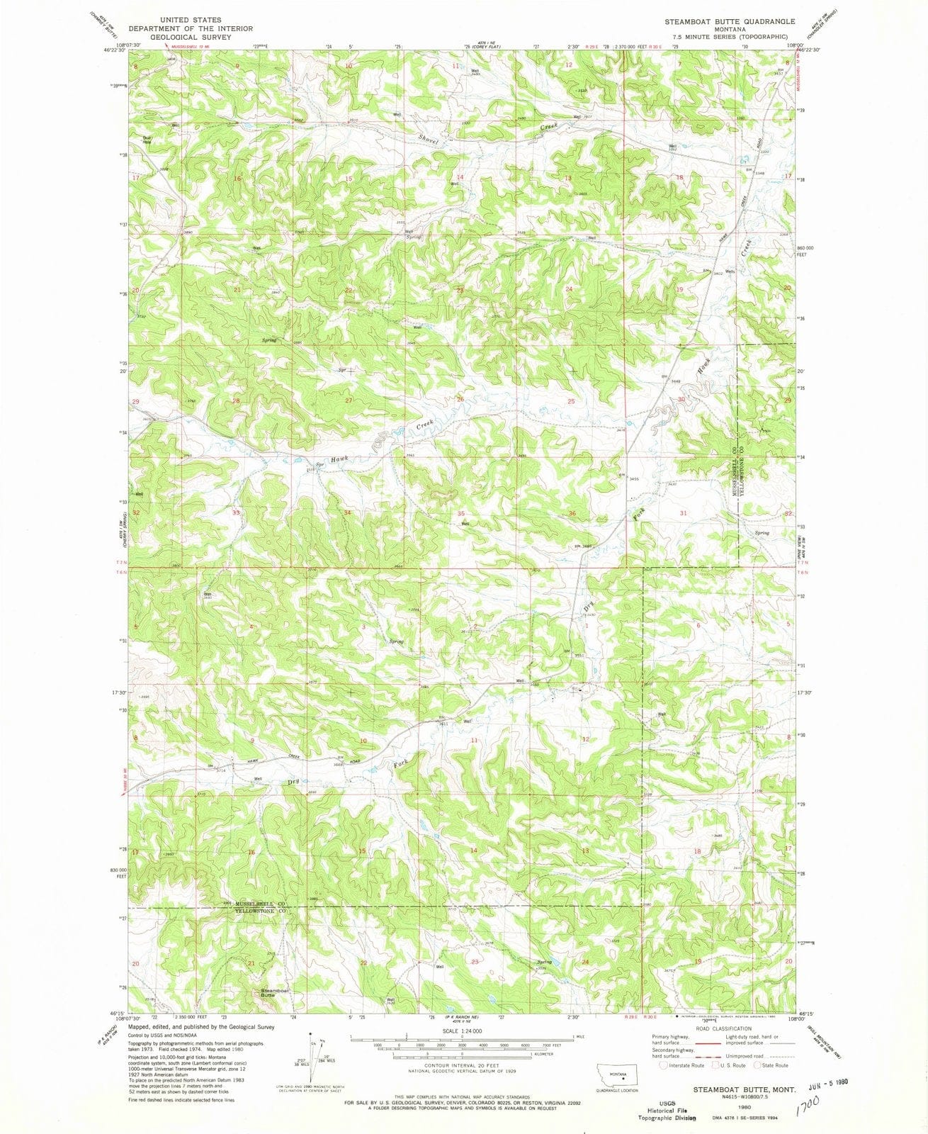 1980 Steamboat Butte, MT - Montana - USGS Topographic Map