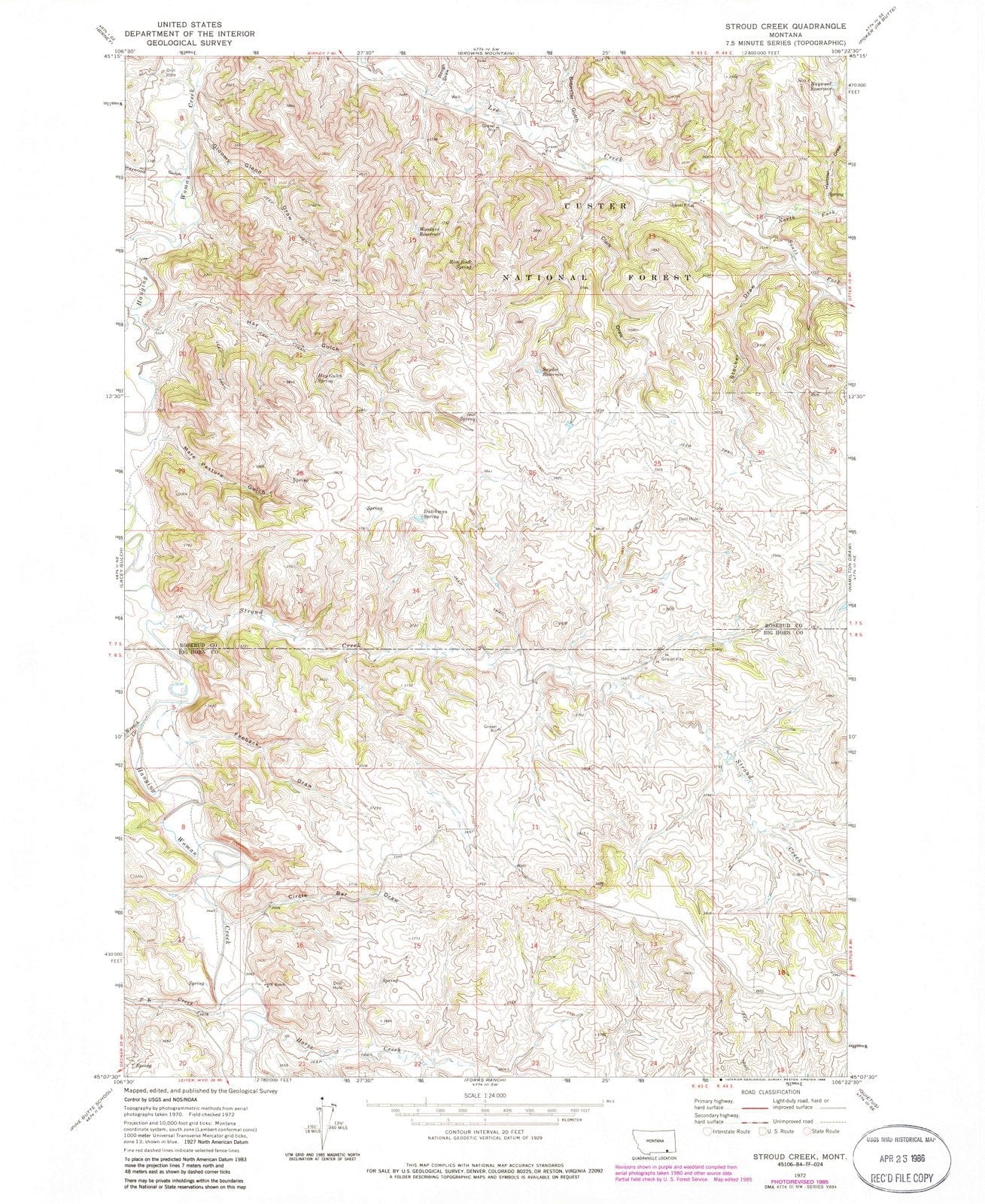1972 Stroud Creek, MT - Montana - USGS Topographic Map
