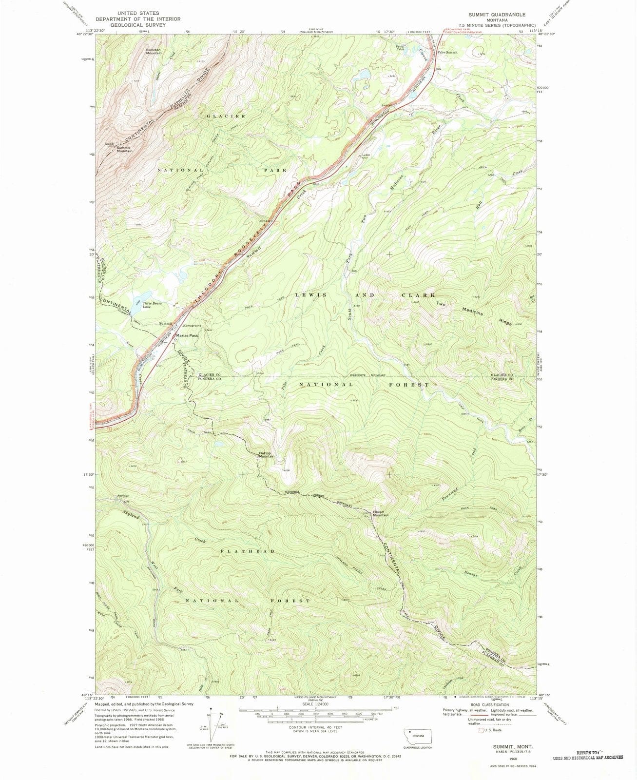 1968 Summit, MT - Montana - USGS Topographic Map