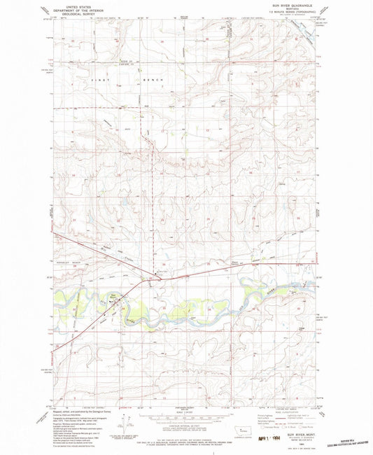 1983 Sun River, MT - Montana - USGS Topographic Map