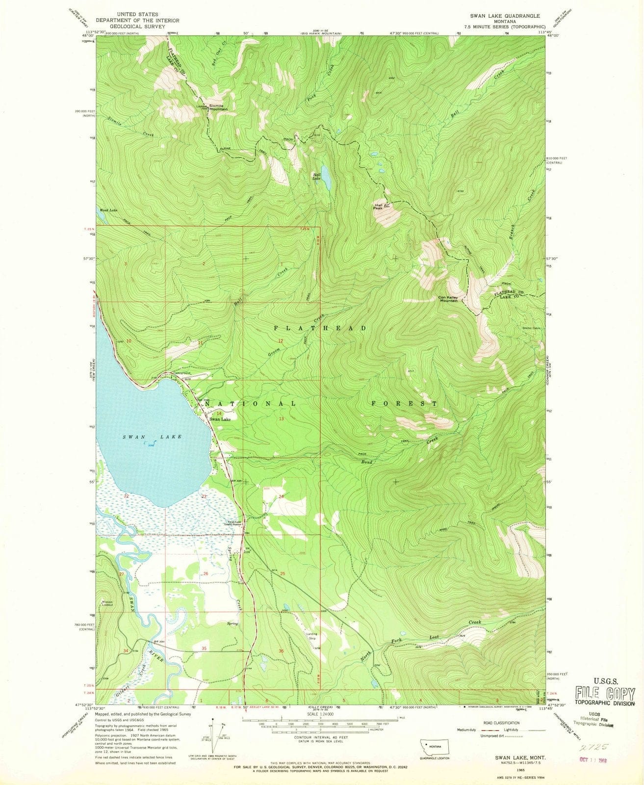 1965 Swan Lake, MT - Montana - USGS Topographic Map