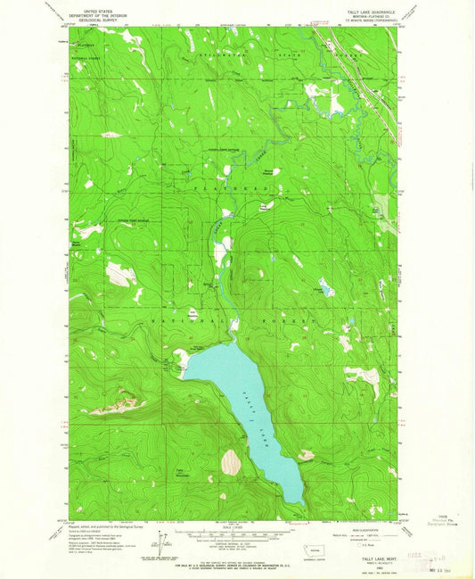 1962 Tally Lake, MT - Montana - USGS Topographic Map