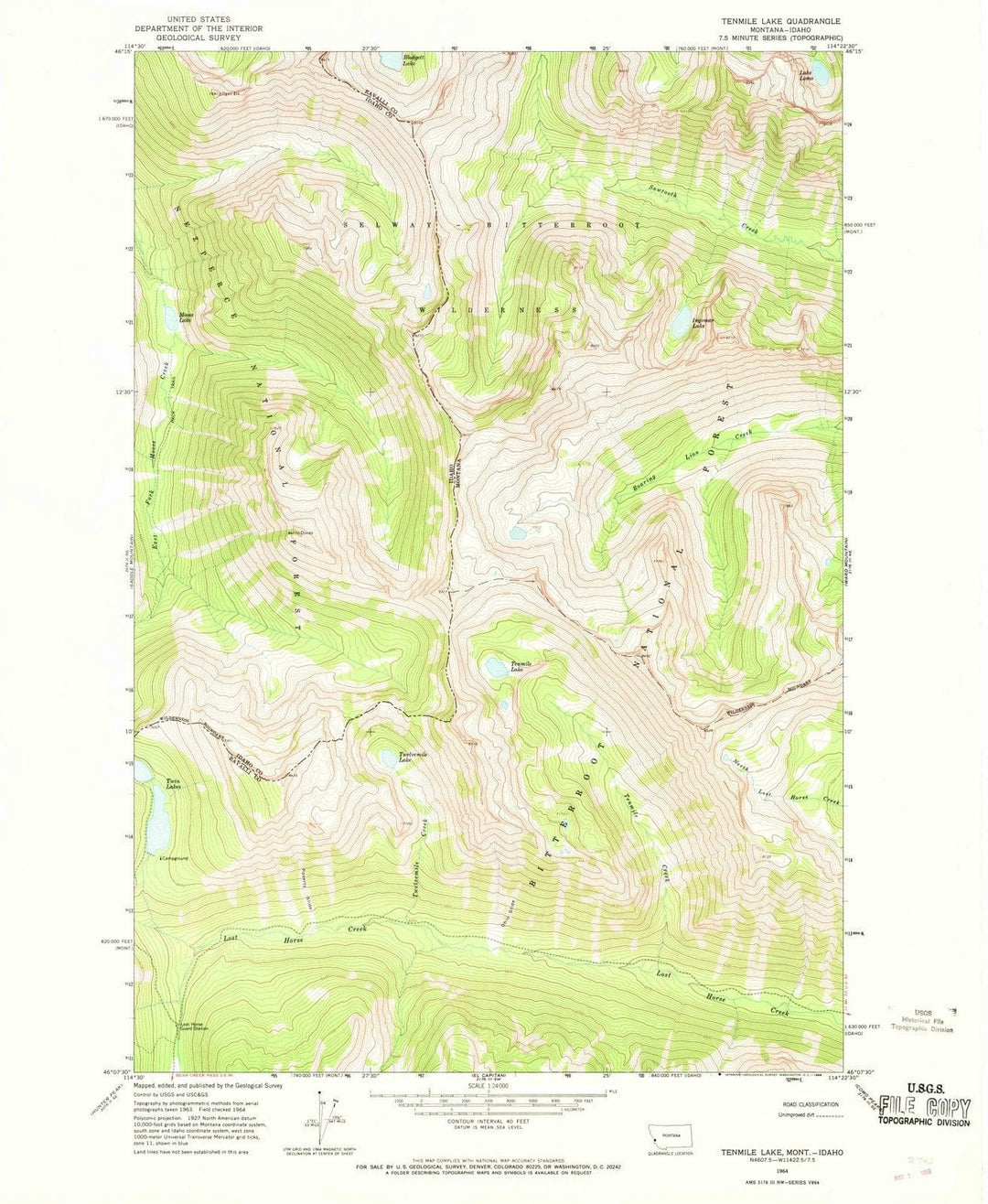 1964 Tenmile Lake, MT - Montana - USGS Topographic Map