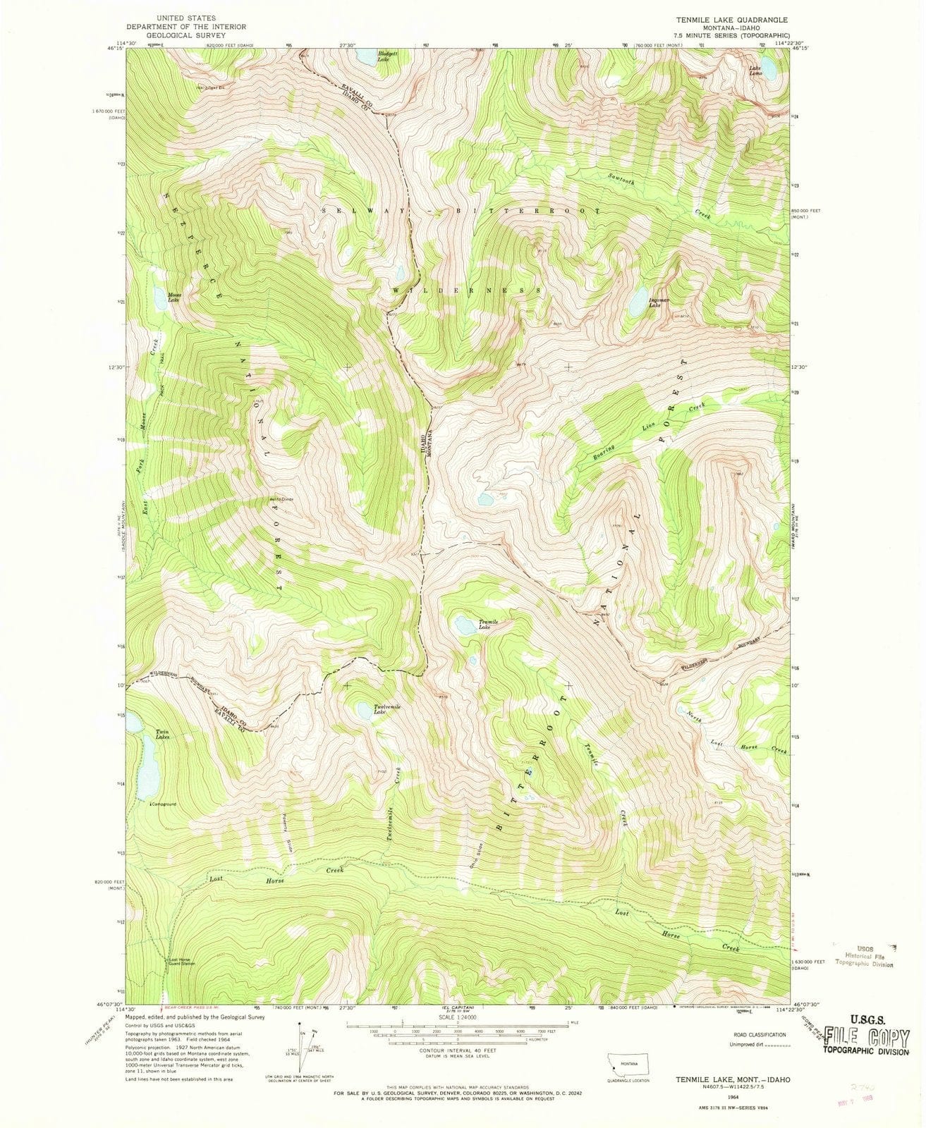 1964 Tenmile Lake, MT - Montana - USGS Topographic Map