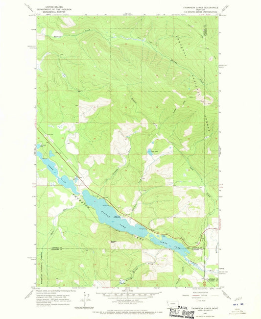 1966 Thompson Lakes, MT - Montana - USGS Topographic Map
