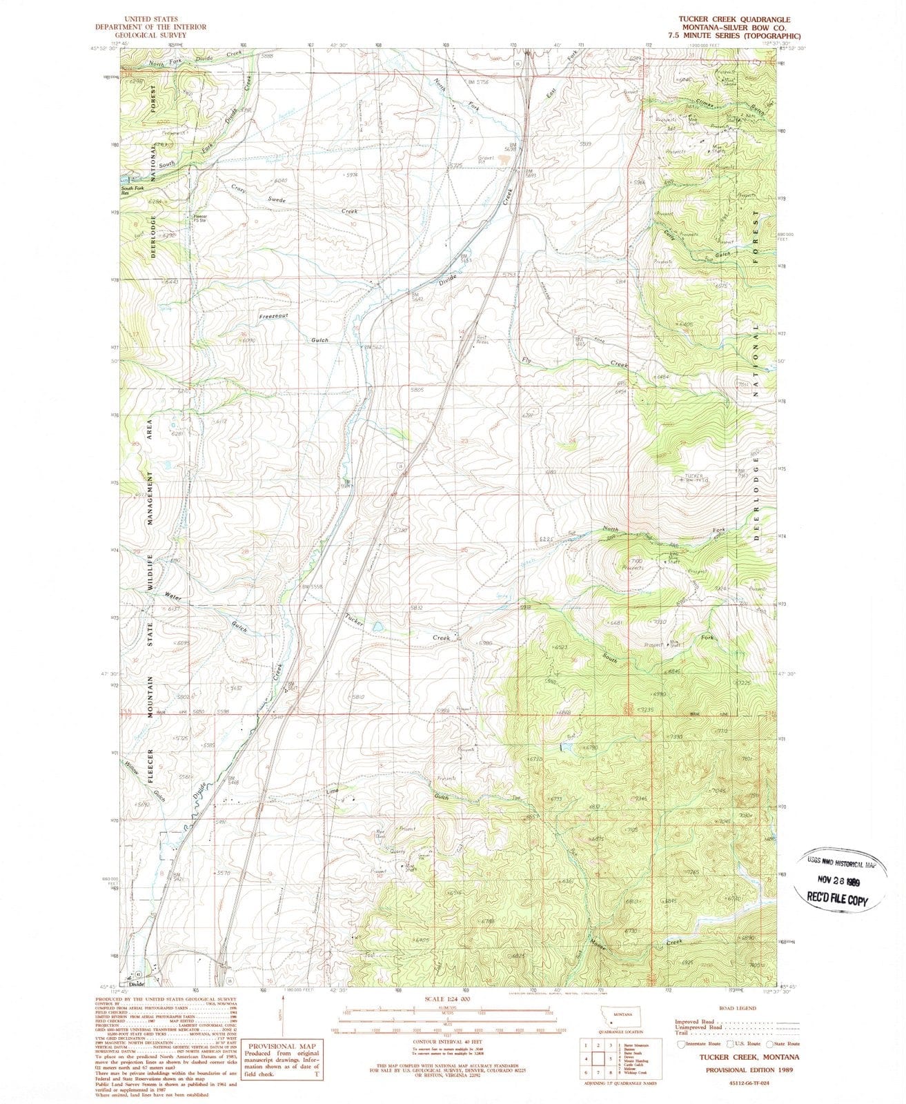 1989 Tucker Creek, MT - Montana - USGS Topographic Map