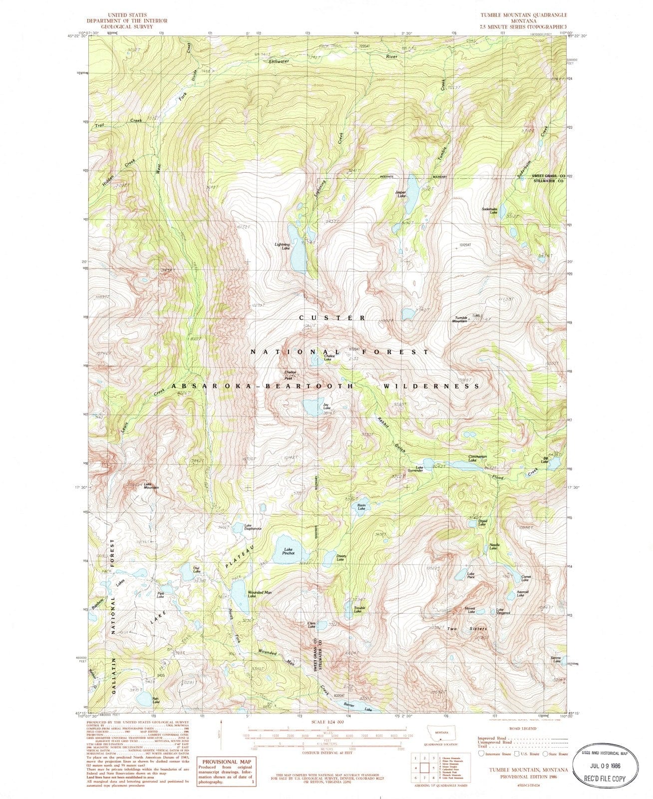 1986 Tumble Mountain, MT - Montana - USGS Topographic Map