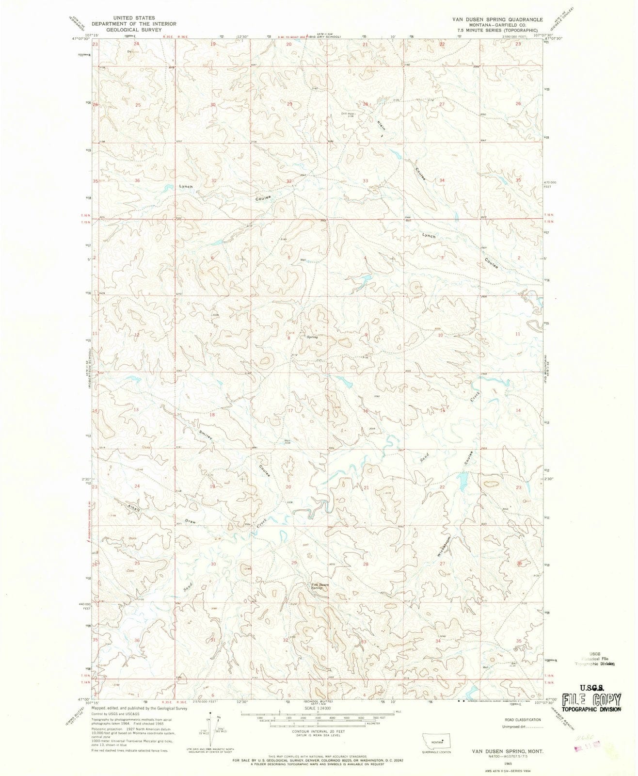 1965 Vanusen Spring, MT - Montana - USGS Topographic Map