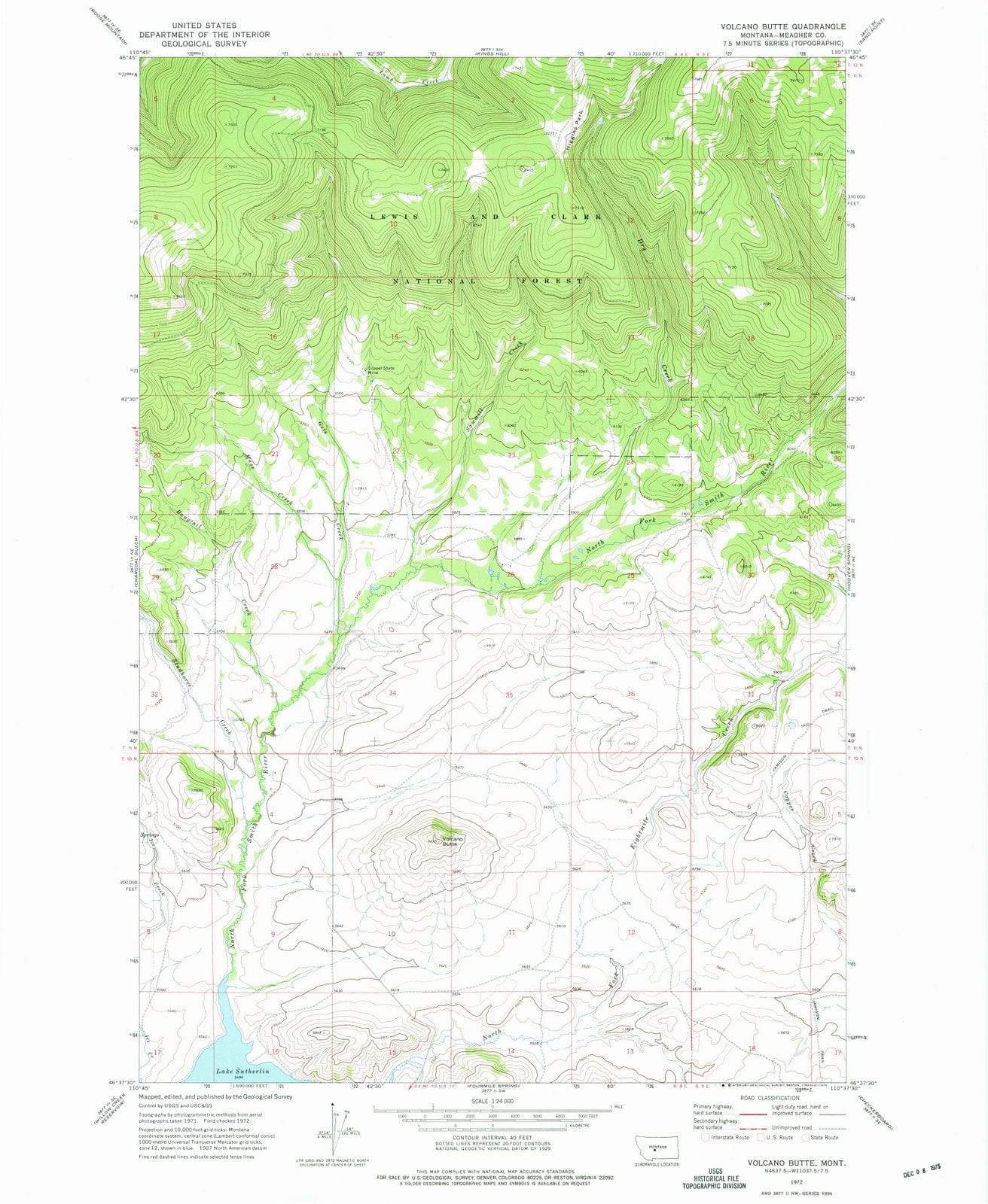 1972 Volcano Butte, MT - Montana - USGS Topographic Map