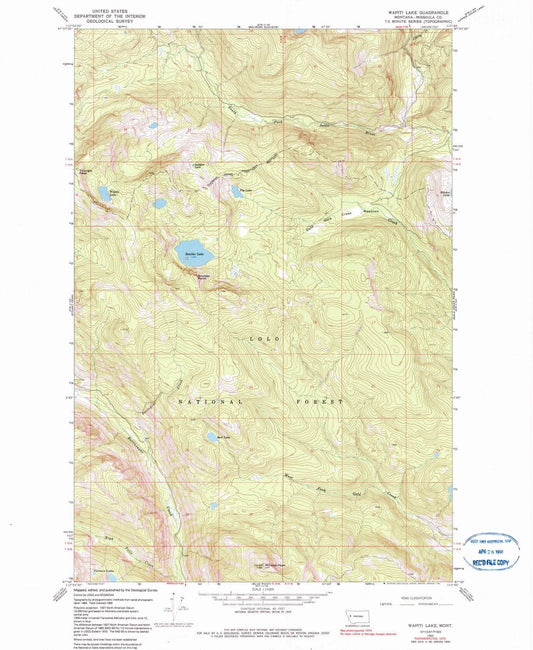 1965 Wapiti Lake, MT - Montana - USGS Topographic Map