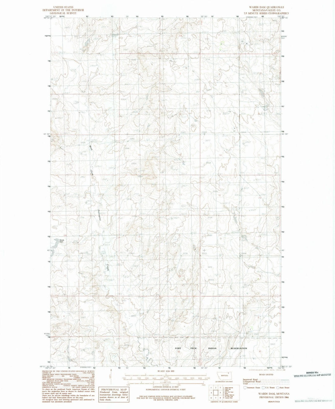 1984 Wardsam, MT - Montana - USGS Topographic Map