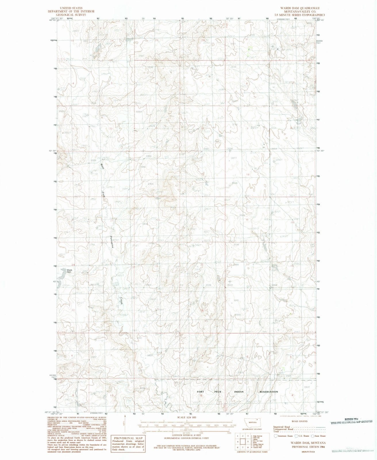 1984 Wardsam, MT - Montana - USGS Topographic Map
