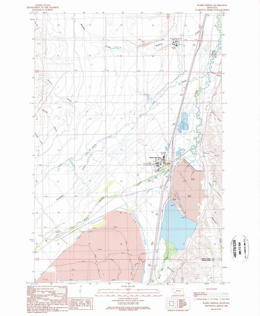 1989 Warm Springs, MT - Montana - USGS Topographic Map