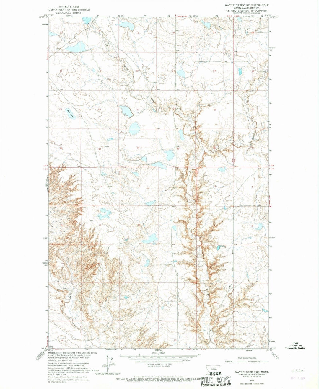 1964 Wayne Creek, MT - Montana - USGS Topographic Map