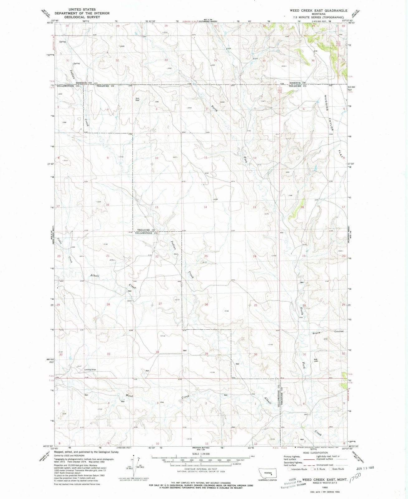 1980 Weed Creek East, MT - Montana - USGS Topographic Map