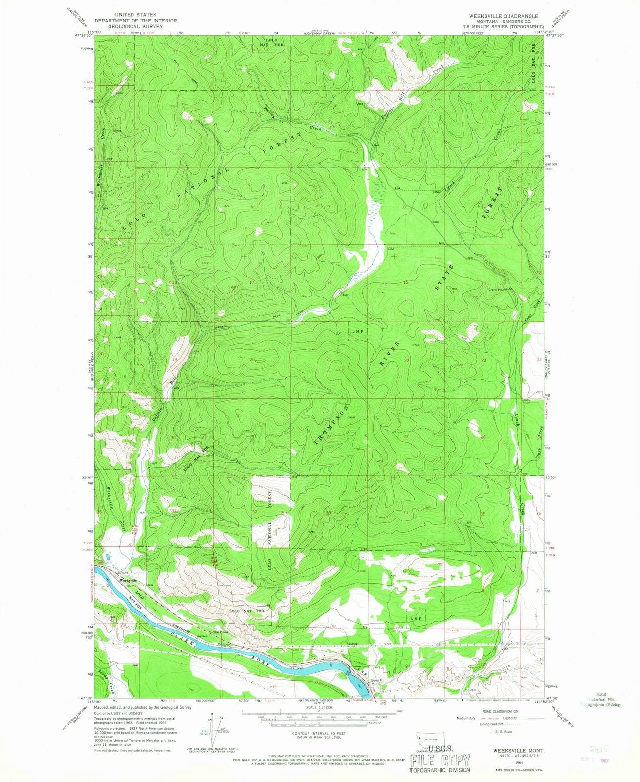 1964 Weeksville, MT - Montana - USGS Topographic Map