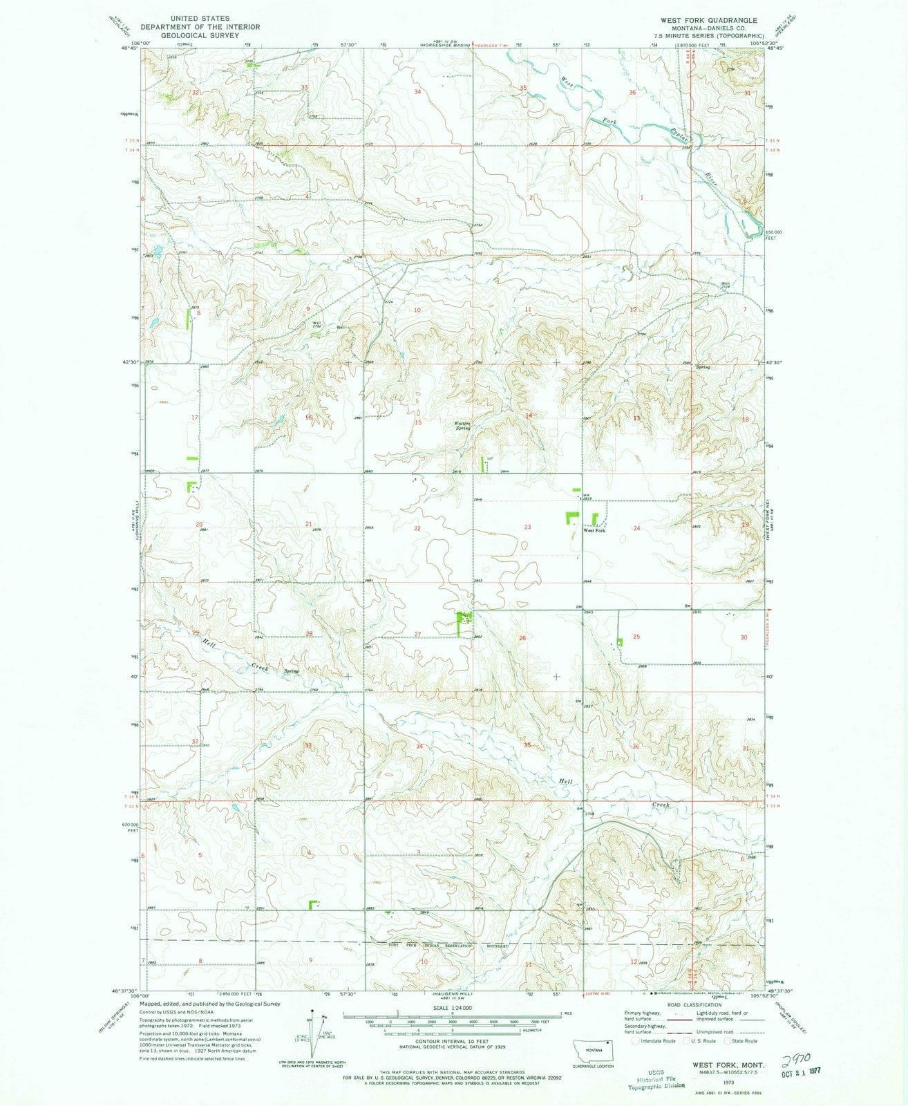 1973 West Fork, MT - Montana - USGS Topographic Map v2