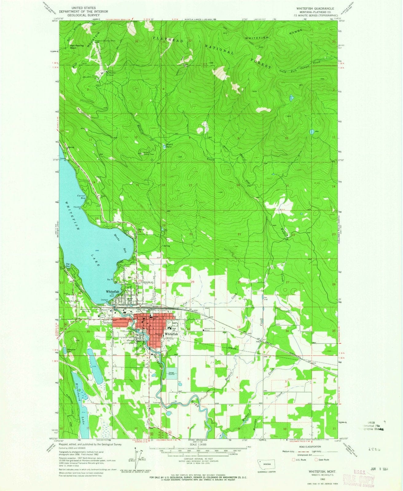 1962 Whitefish, MT - Montana - USGS Topographic Map