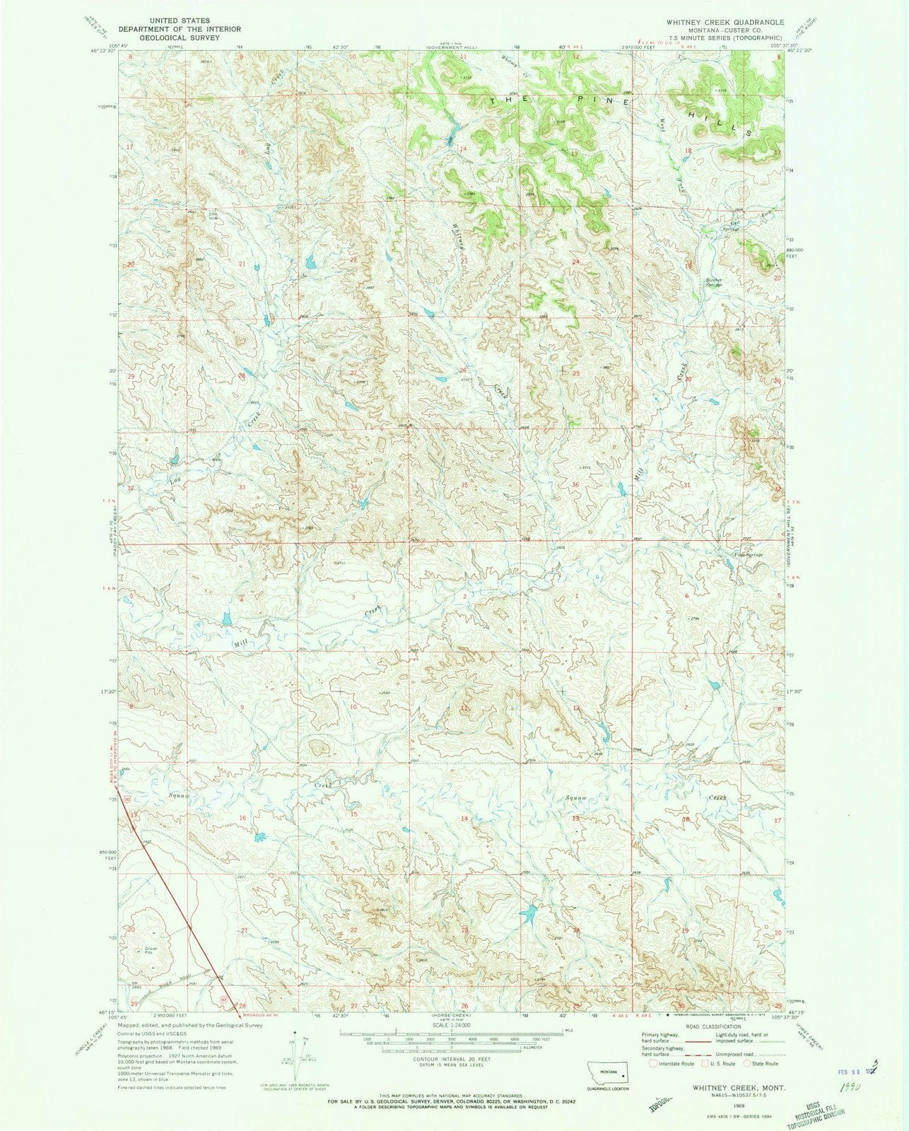 1969 Whitney Creek, MT - Montana - USGS Topographic Map