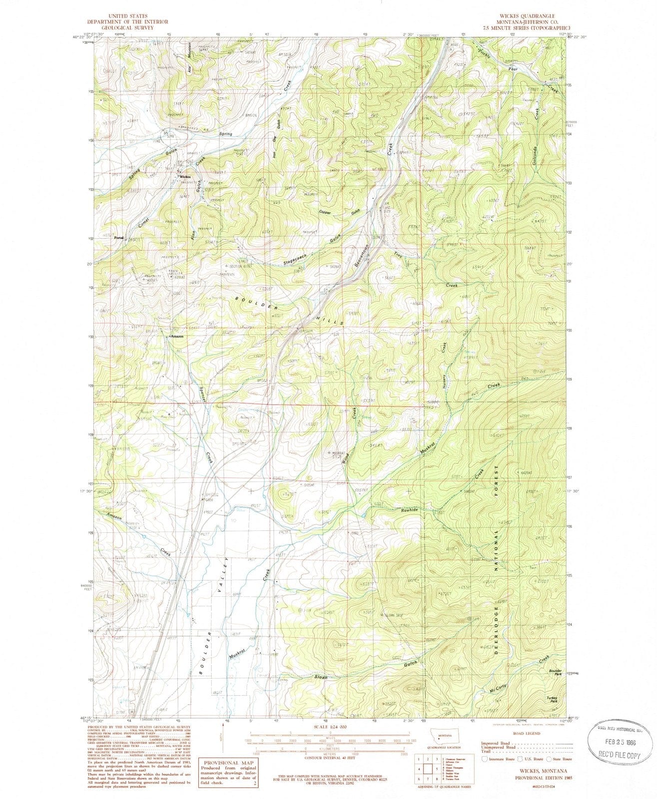 1985 Wickes, MT - Montana - USGS Topographic Map