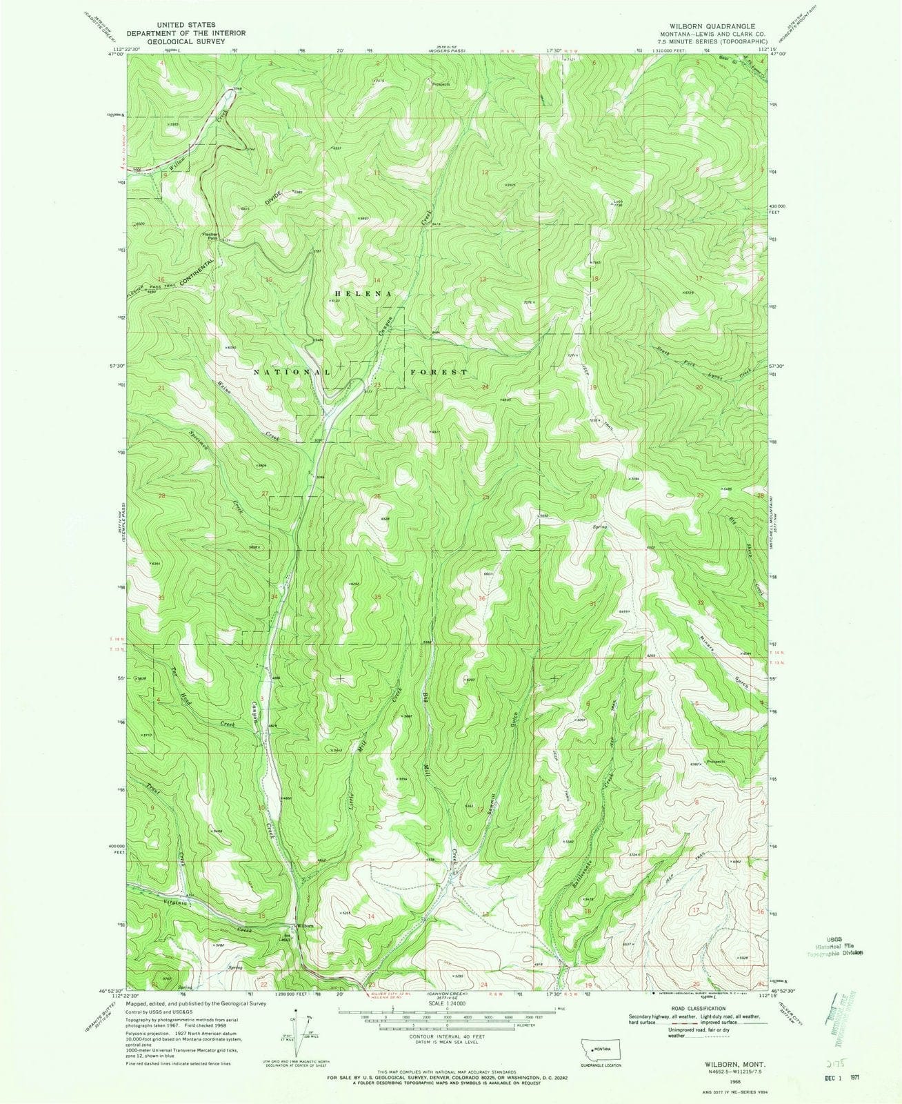 1968 Wilborn, MT - Montana - USGS Topographic Map