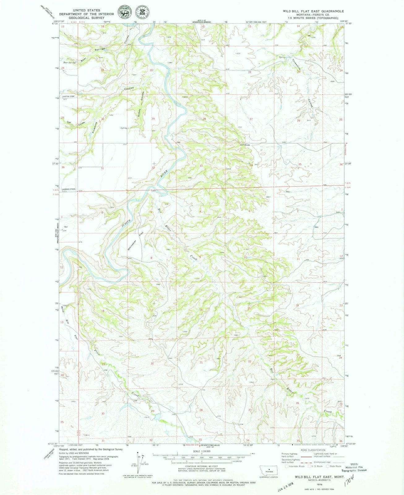 1978 Wild Bill Flat East, MT - Montana - USGS Topographic Map