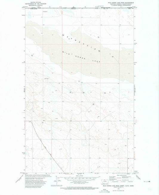 1972 Wild Horse Lake West, MT - Montana - USGS Topographic Map