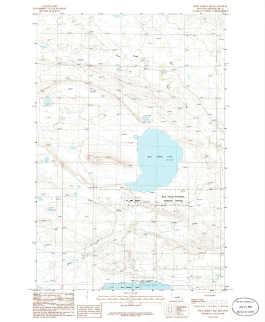 1986 Wild Horse Lake, MT - Montana - USGS Topographic Map