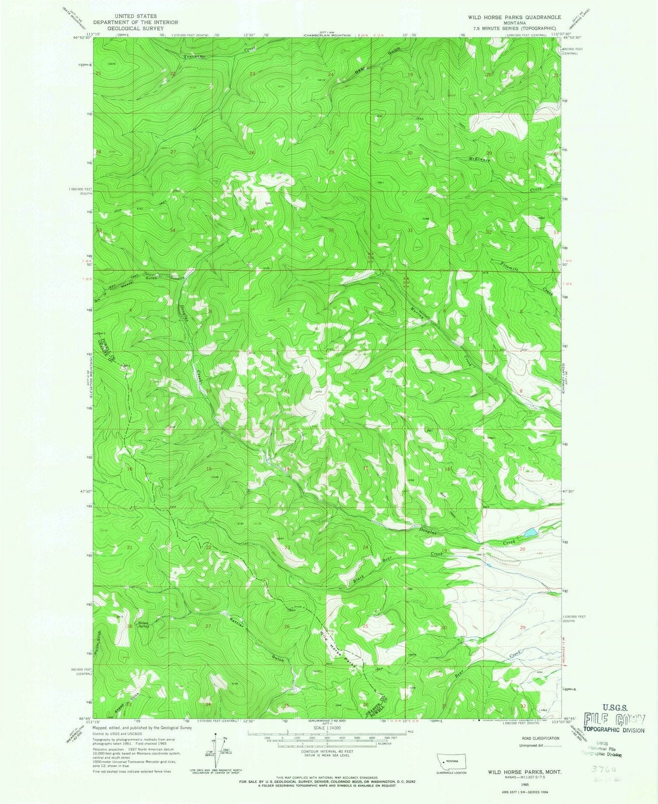 1965 Wild Horse Parks, MT - Montana - USGS Topographic Map