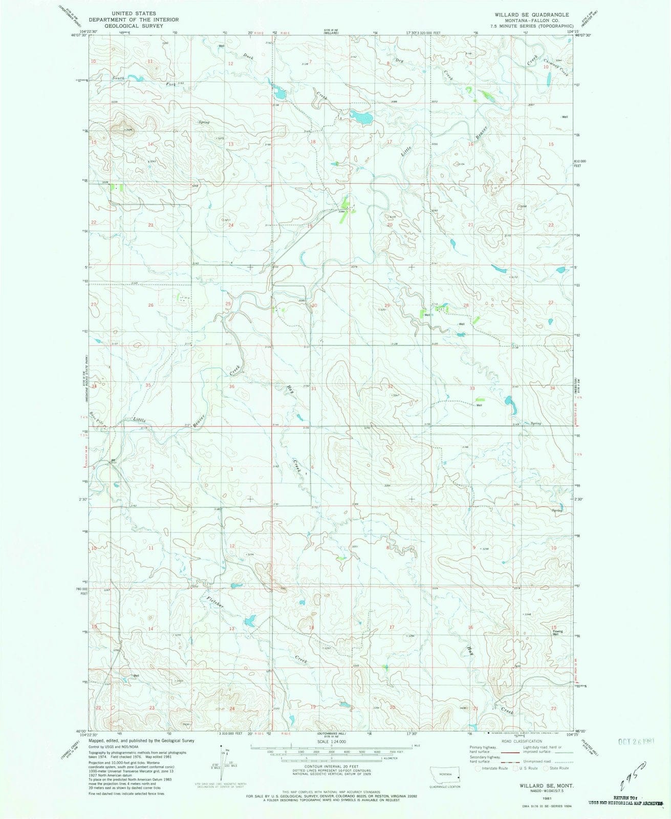 1981 Willard, MT - Montana - USGS Topographic Map