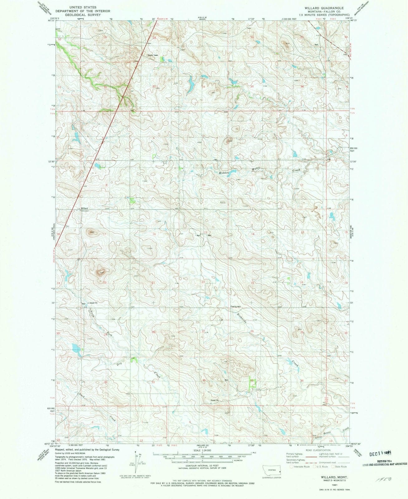 1981 Willard, MT - Montana - USGS Topographic Map v2