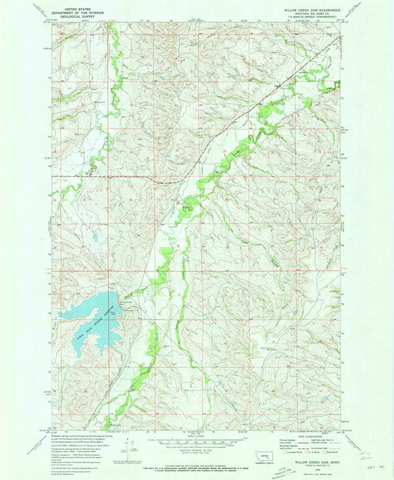 1969 Willow Creek Dam, MT - Montana - USGS Topographic Map v2