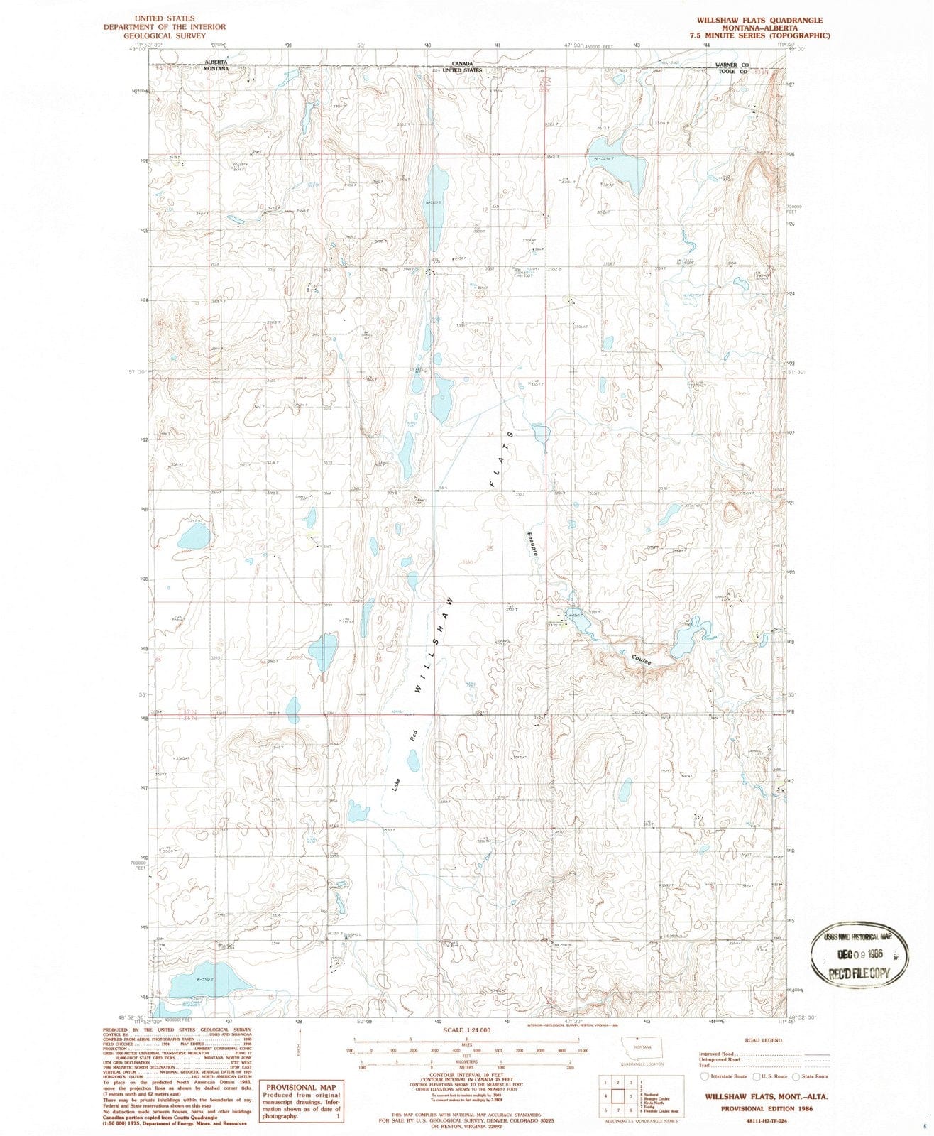 1986 Willshaw Flats, MT - Montana - USGS Topographic Map