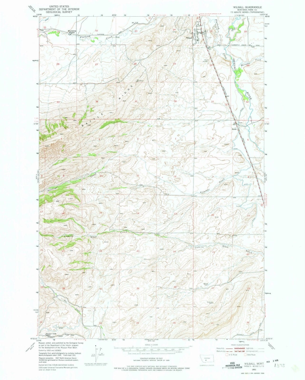 1951 Wilsall, MT - Montana - USGS Topographic Map