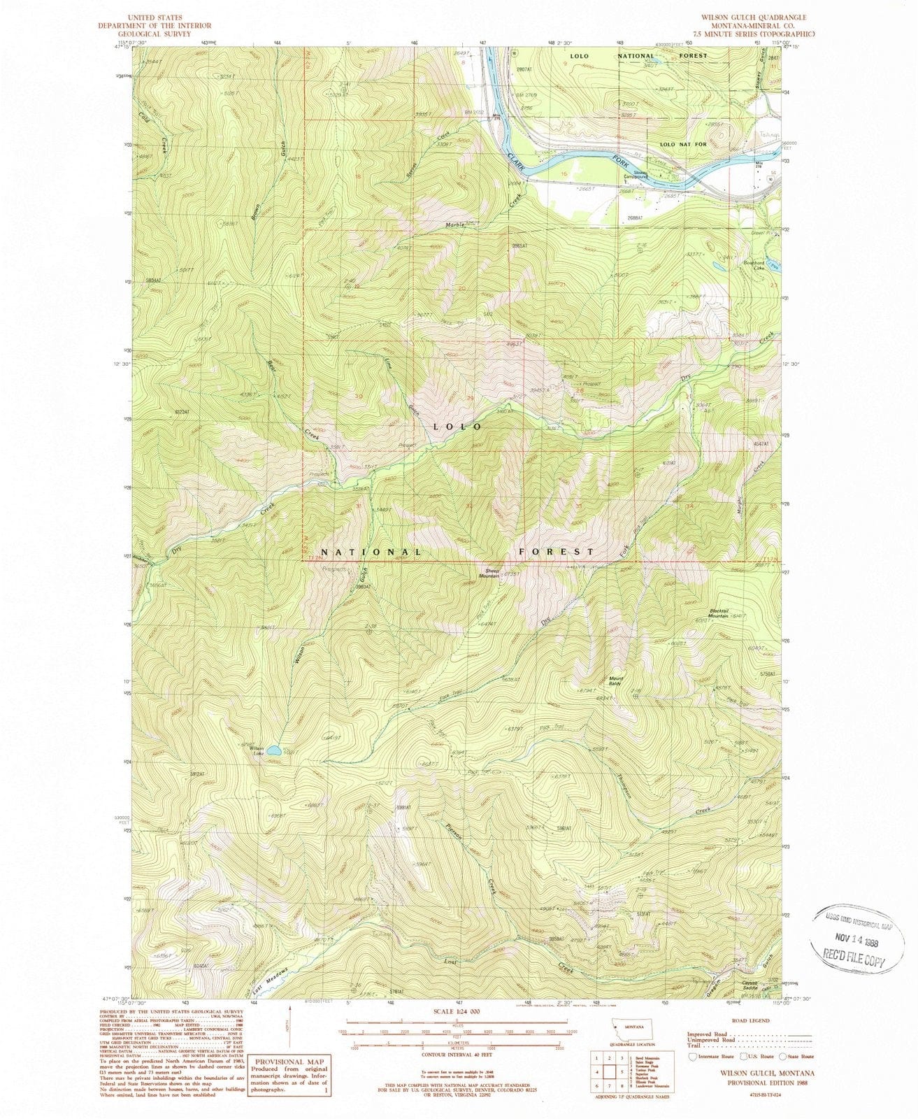 1988 Wilson Gulch, MT - Montana - USGS Topographic Map
