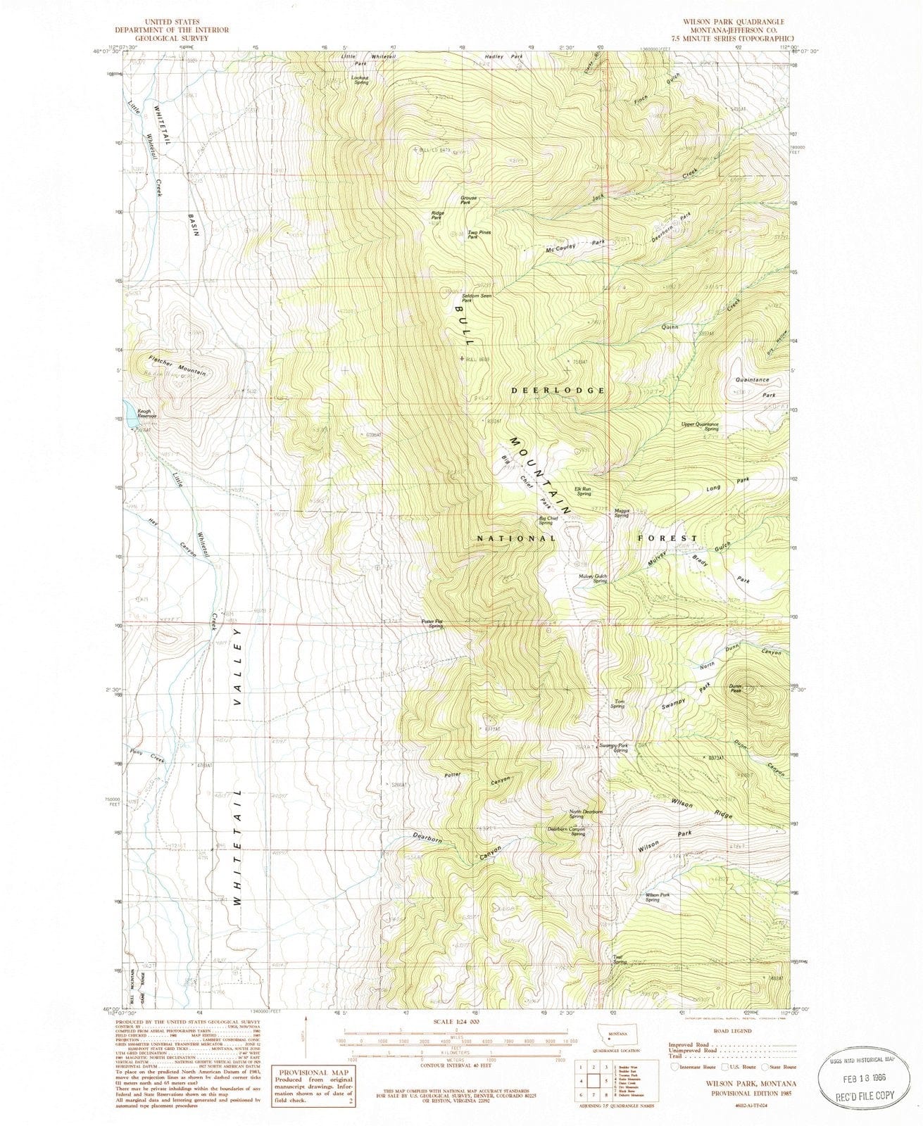 1985 Wilson Park, MT - Montana - USGS Topographic Map