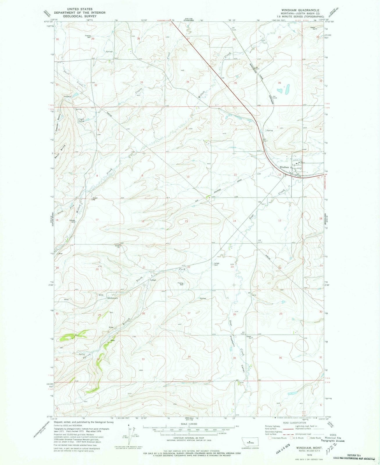 1978 Windham, MT - Montana - USGS Topographic Map