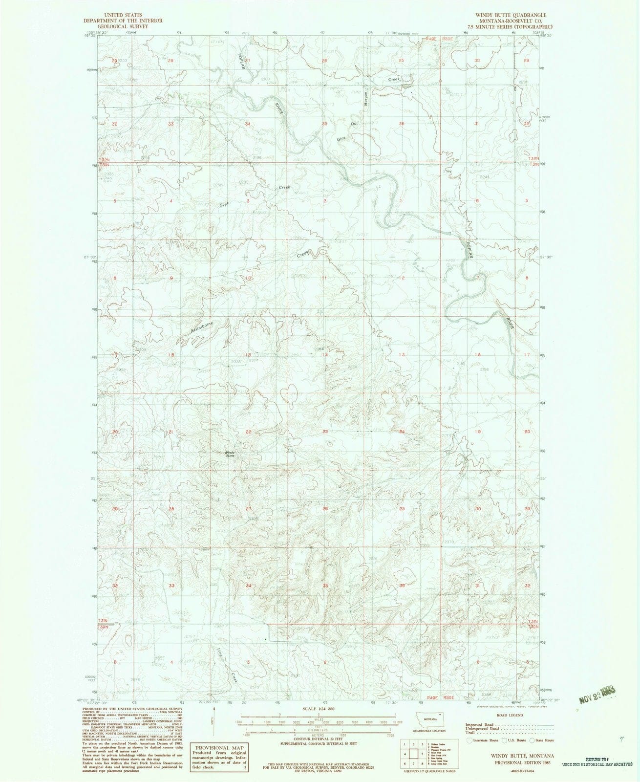 1983 Windy Butte, MT - Montana - USGS Topographic Map