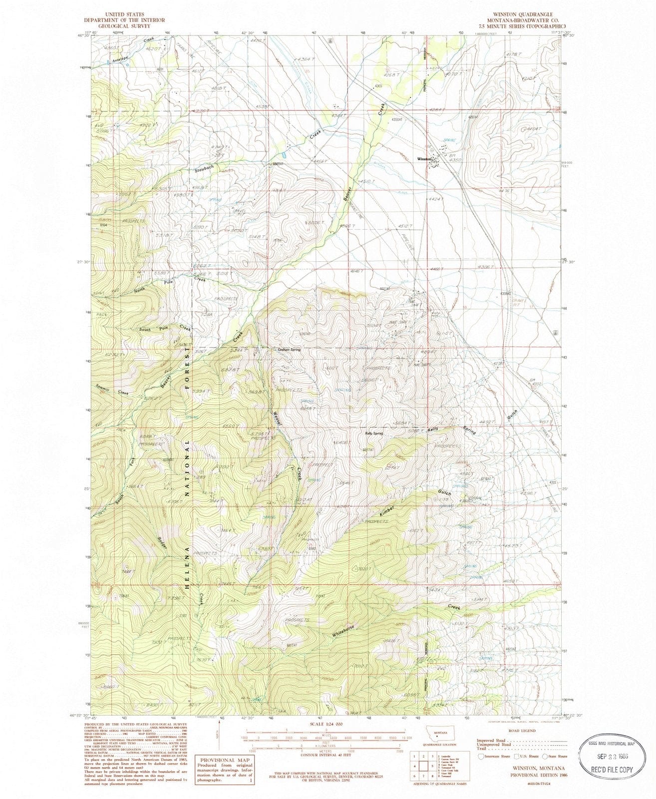 1986 Winston, MT - Montana - USGS Topographic Map