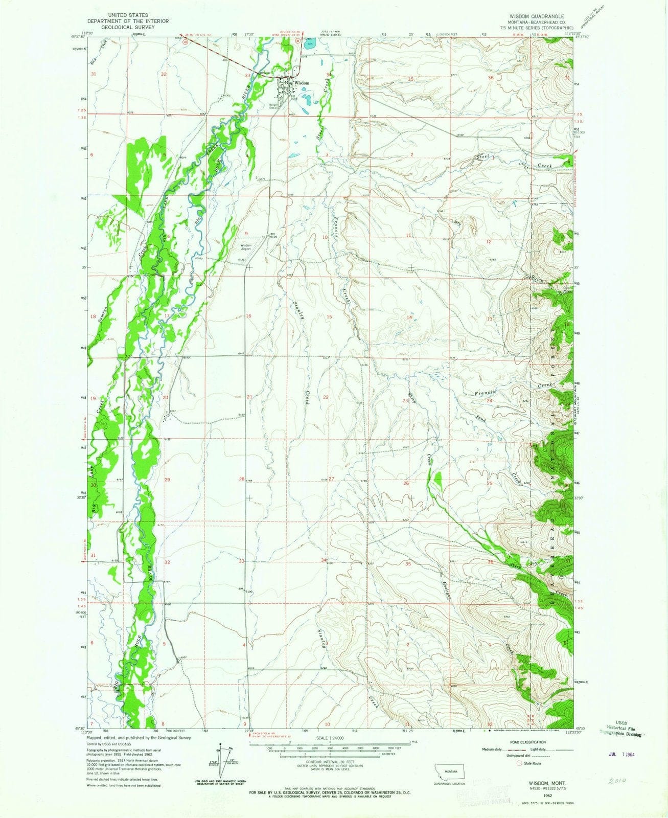 1962 Wisdom, MT - Montana - USGS Topographic Map