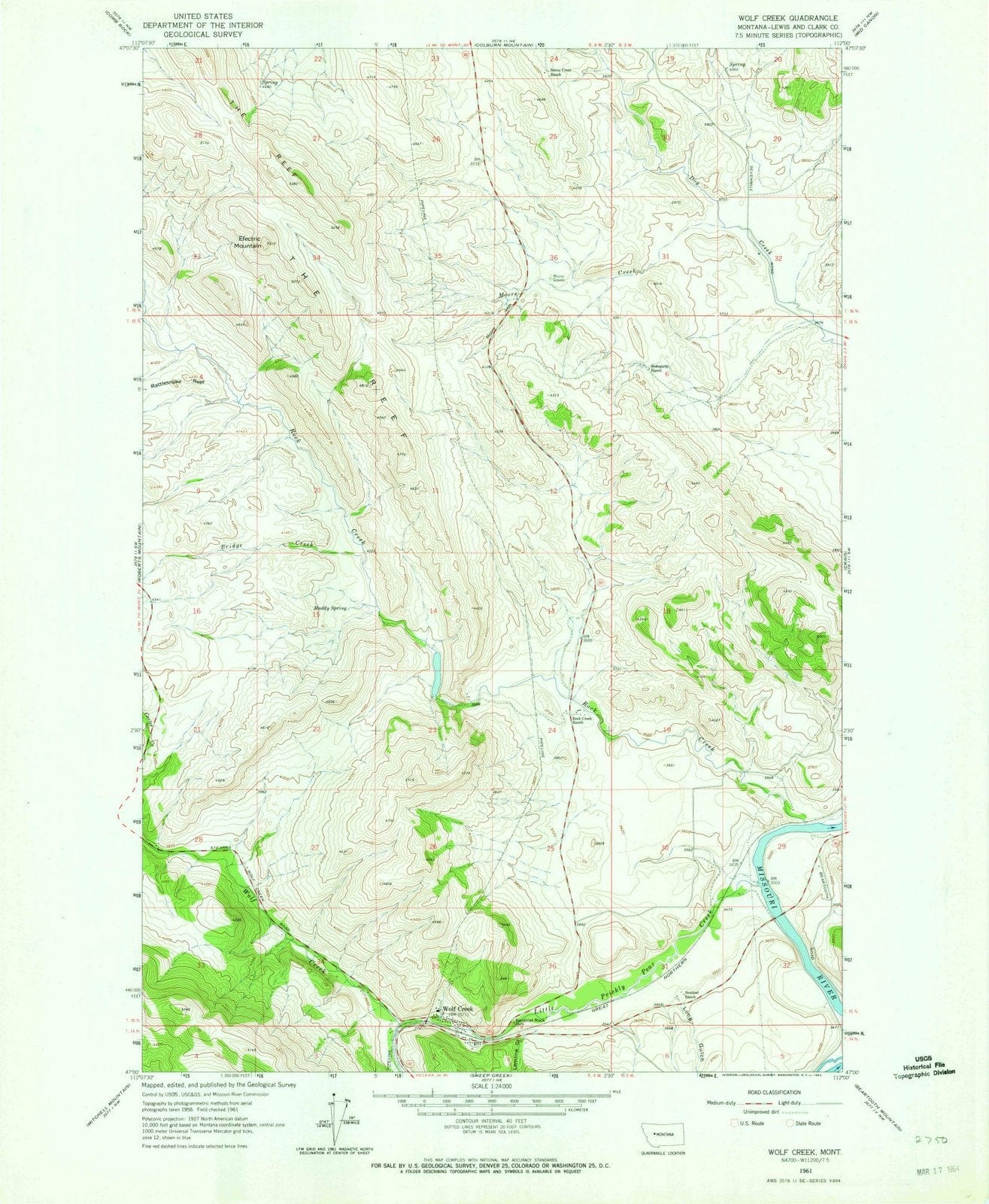 1961 Wolf Creek, MT - Montana - USGS Topographic Map