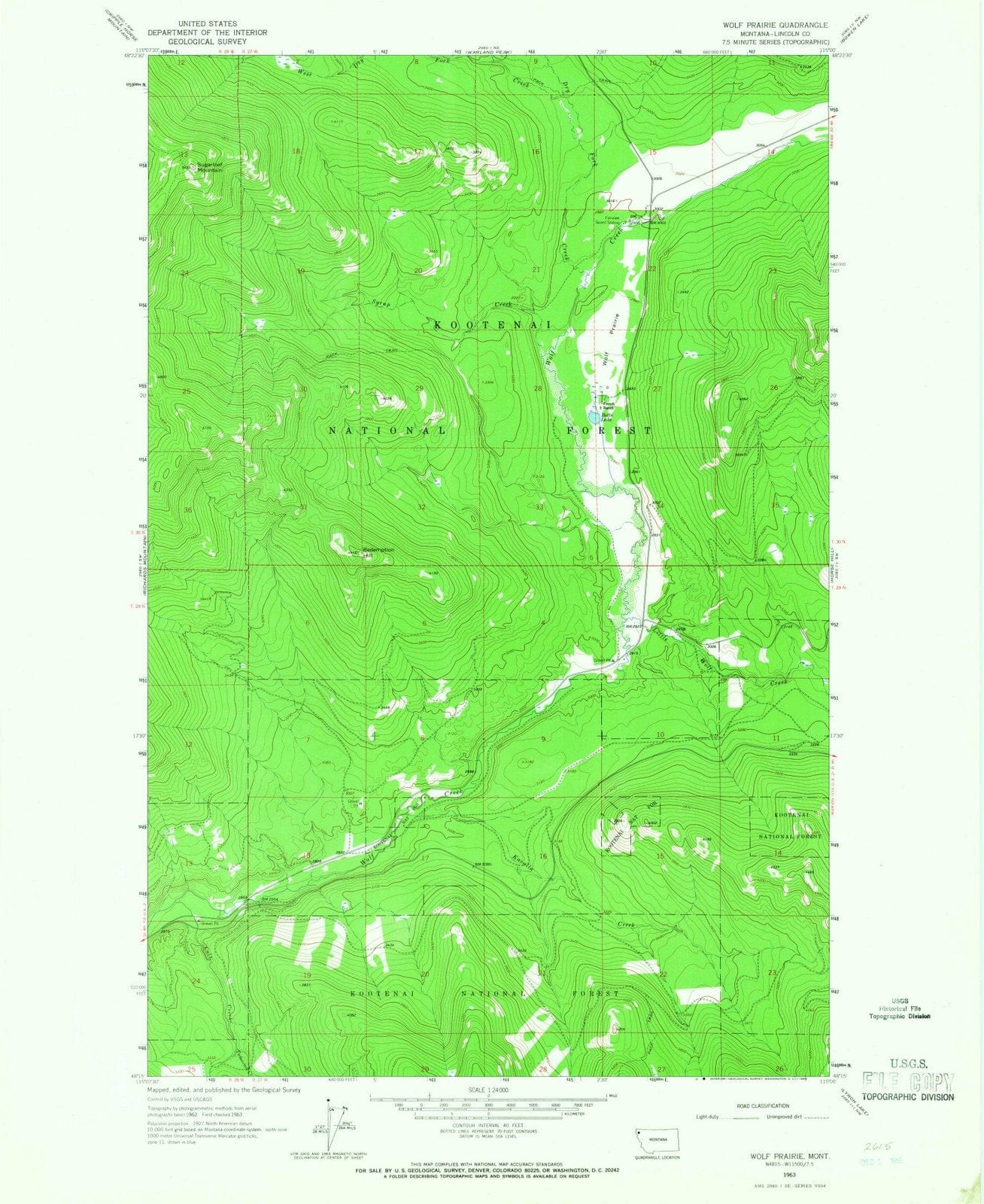 1963 Wolf Prairie, MT - Montana - USGS Topographic Map